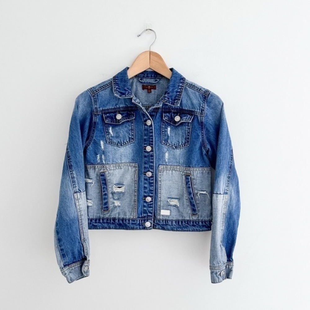 7 For All Mankind Kids Patchwork Denim Jacket Size XL
